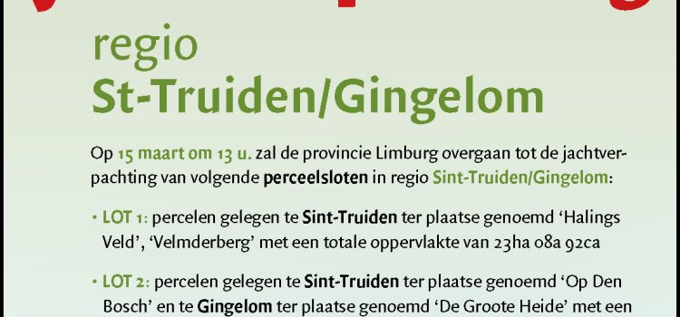 Jachtverpachting: regio St-Truiden/Gingelom