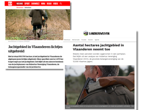Aantal hectares jachtgebied in Vlaanderen neemt toe Aantal hectares jachtgebied in Vlaanderen neemt toe